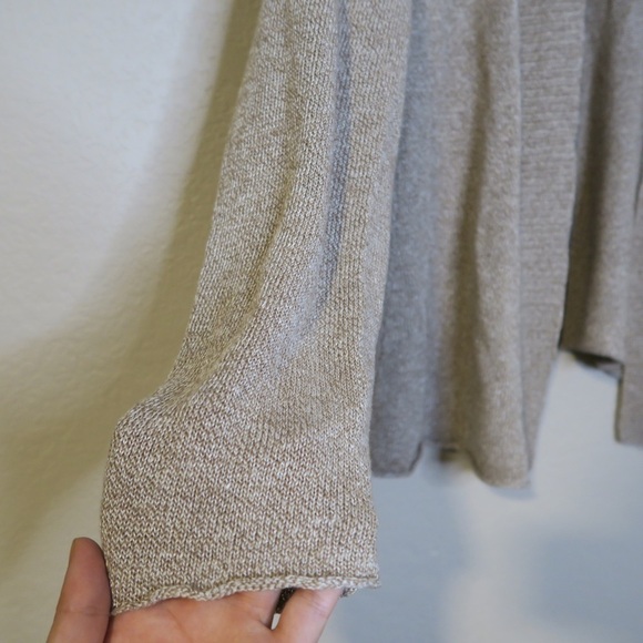 Eileen Fisher Knit Linen Blend Open Front Cardigan Beige Boho Lagenlook Work - Picture 3 of 9